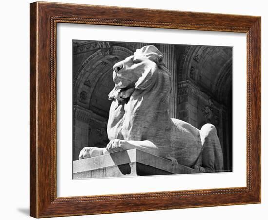 Stone Lion in Front of the New York Public Library-Alfred Eisenstaedt-Framed Photographic Print