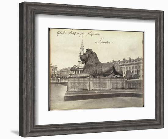 Stone Lion, Trafalgar Square, London, 19th Century-Francis Frith-Framed Giclee Print