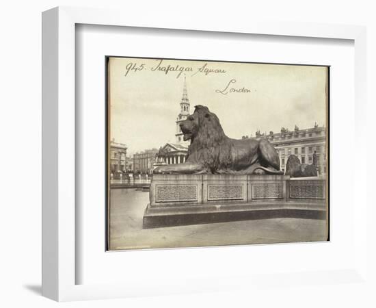 Stone Lion, Trafalgar Square, London, 19th Century-Francis Frith-Framed Giclee Print