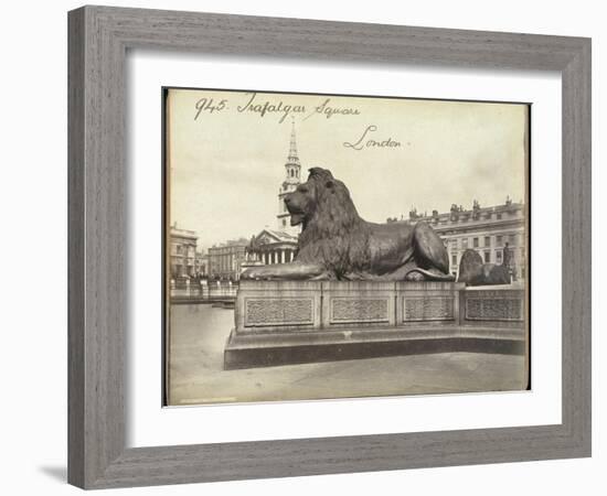 Stone Lion, Trafalgar Square, London, 19th Century-Francis Frith-Framed Giclee Print