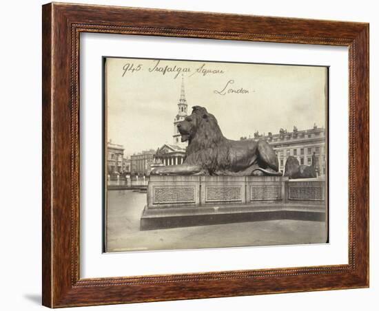 Stone Lion, Trafalgar Square, London, 19th Century-Francis Frith-Framed Giclee Print