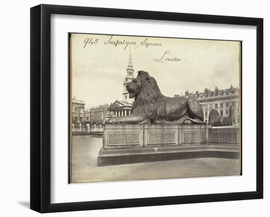 Stone Lion, Trafalgar Square, London, 19th Century-Francis Frith-Framed Giclee Print