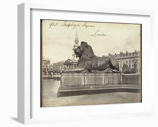 Stone Lion, Trafalgar Square, London, 19th Century-Francis Frith-Framed Giclee Print