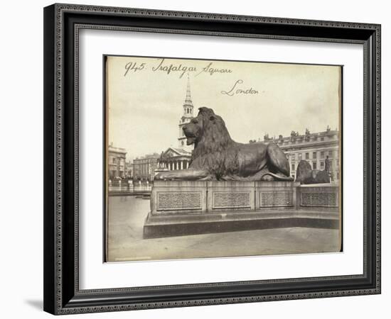 Stone Lion, Trafalgar Square, London, 19th Century-Francis Frith-Framed Giclee Print