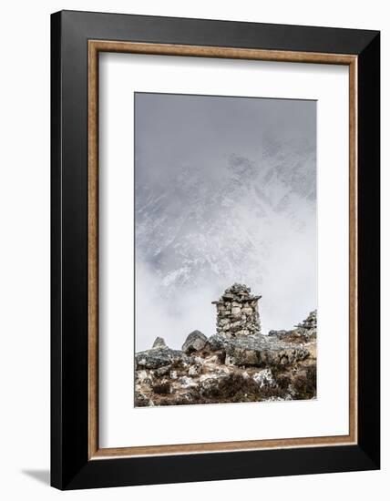 Stone markers at Base Camp memorial for Everest climbers, Nepal.-Lee Klopfer-Framed Photographic Print