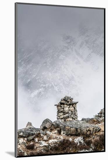 Stone markers at Base Camp memorial for Everest climbers, Nepal.-Lee Klopfer-Mounted Photographic Print