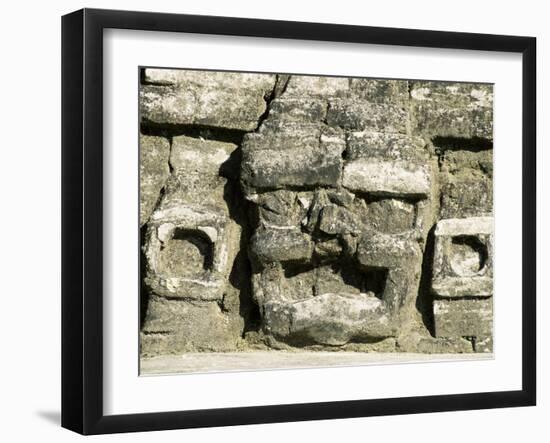 Stone Mask on Temple of Masonry Altars, Altun Ha, Belize, Central America-Upperhall-Framed Photographic Print