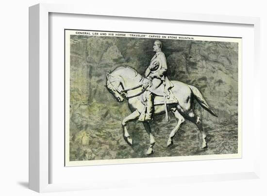 Stone Mountain, Georgia - General Lee and His Horse Traveler-Lantern Press-Framed Art Print