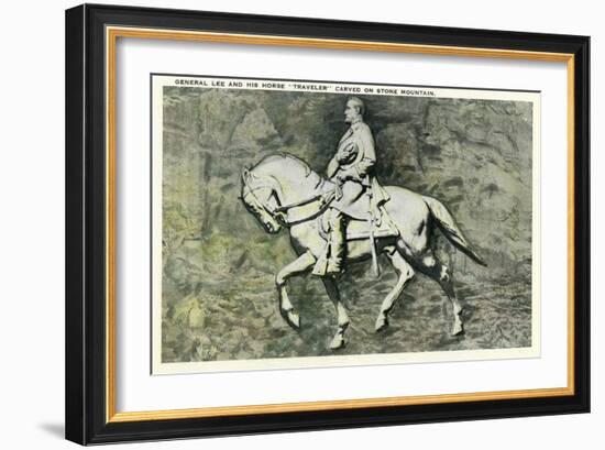 Stone Mountain, Georgia - General Lee and His Horse Traveler-Lantern Press-Framed Art Print