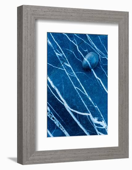 Stone on rock pattern, Kilve beach, Somerset, UK-Ross Hoddinott-Framed Photographic Print