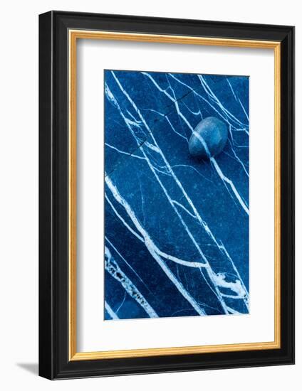 Stone on rock pattern, Kilve beach, Somerset, UK-Ross Hoddinott-Framed Photographic Print