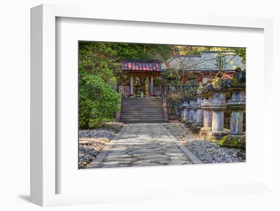 Stone Path Leading to Red Japanese Temple-Sheila Haddad-Framed Photographic Print