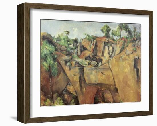 Stone Quarry Near Bibémus, 1898-1900-Paul Cézanne-Framed Giclee Print