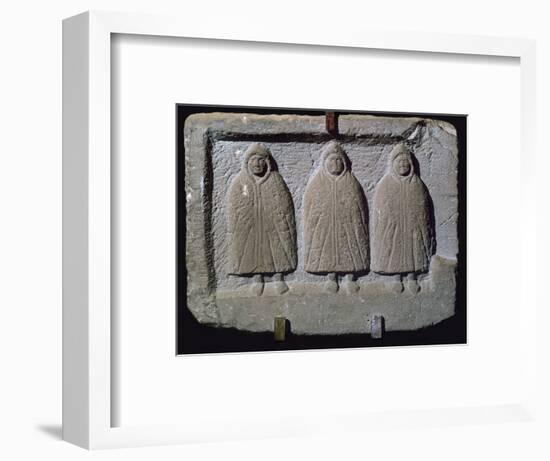 Stone relief of a trio of hooded Romano-British deities, 3rd century. Artist: Unknown-Unknown-Framed Giclee Print