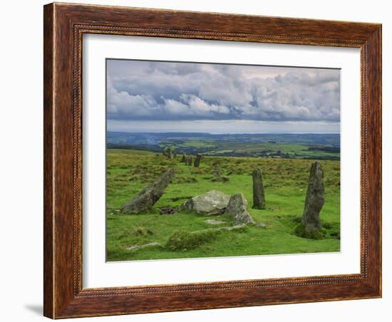 Stone Row at Stall Moor, Dartmoor National Park, Devon, England, United Kingdom, Europe-Woolfitt Adam-Framed Photographic Print