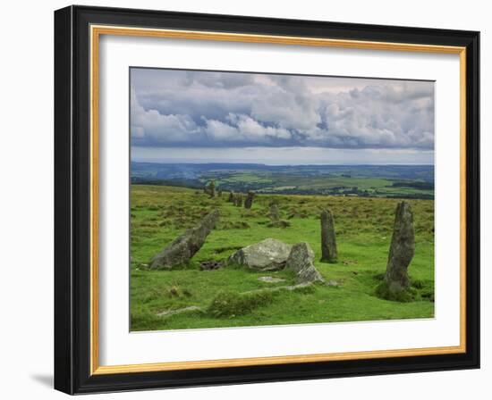 Stone Row at Stall Moor, Dartmoor National Park, Devon, England, United Kingdom, Europe-Woolfitt Adam-Framed Photographic Print