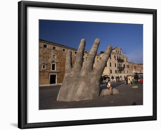 Stone Sculpture of Hand on Riva Degli Schiavoni, Venice, Veneto, Italy-Gavin Hellier-Framed Photographic Print