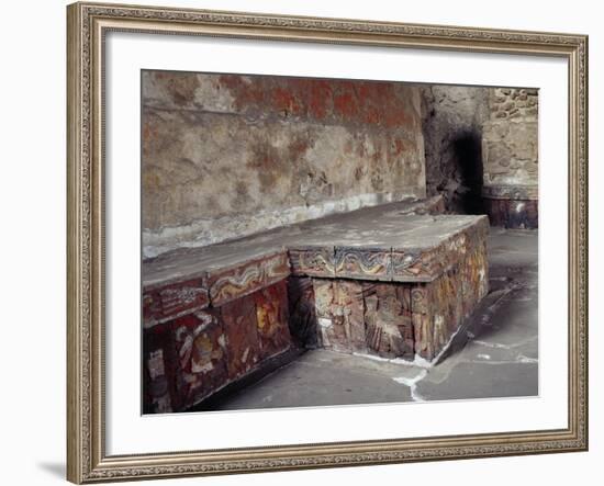 Stone Seat with Polychrome Reliefs Depicting Warriors-null-Framed Giclee Print