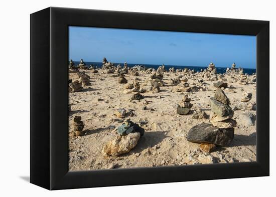 Stone Set Up on Shore, Aruba, ABC Islands, Netherlands Antilles, Caribbean, Central America-Michael Runkel-Framed Premier Image Canvas