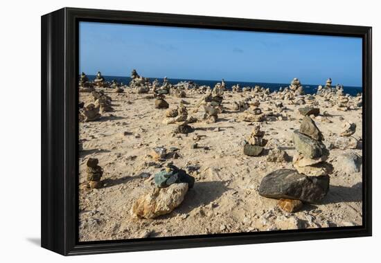 Stone Set Up on Shore, Aruba, ABC Islands, Netherlands Antilles, Caribbean, Central America-Michael Runkel-Framed Premier Image Canvas