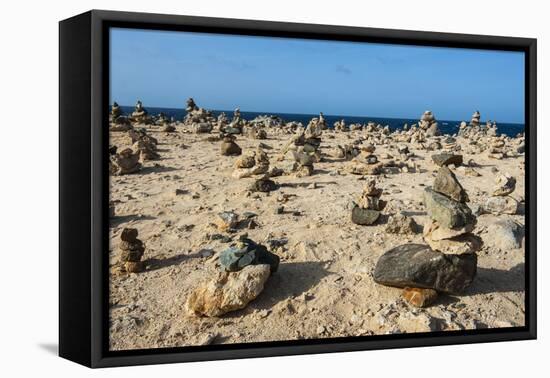 Stone Set Up on Shore, Aruba, ABC Islands, Netherlands Antilles, Caribbean, Central America-Michael Runkel-Framed Premier Image Canvas