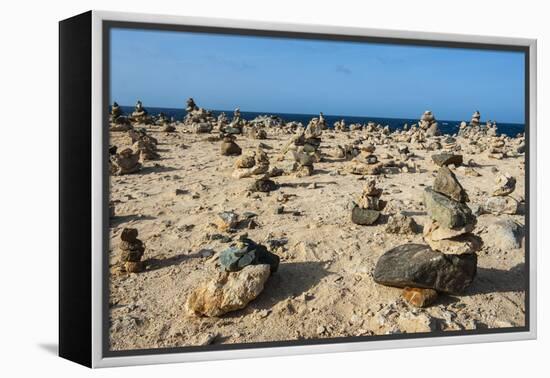 Stone Set Up on Shore, Aruba, ABC Islands, Netherlands Antilles, Caribbean, Central America-Michael Runkel-Framed Premier Image Canvas