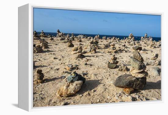 Stone Set Up on Shore, Aruba, ABC Islands, Netherlands Antilles, Caribbean, Central America-Michael Runkel-Framed Premier Image Canvas