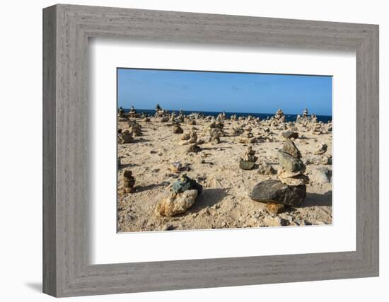 Stone Set Up on Shore, Aruba, ABC Islands, Netherlands Antilles, Caribbean, Central America-Michael Runkel-Framed Photographic Print