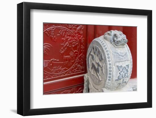 Stone statue in ancient Guangyuelou Tower, Liaocheng, Shandong Province, China-Keren Su-Framed Photographic Print