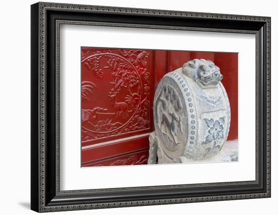 Stone statue in ancient Guangyuelou Tower, Liaocheng, Shandong Province, China-Keren Su-Framed Photographic Print