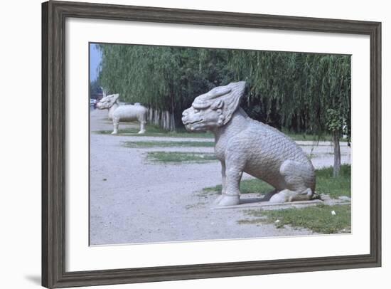 Stone Statues of Animals Along Sacred Way or Spirit Way Leading to Tombs of Ming Emperors Beijing-null-Framed Giclee Print