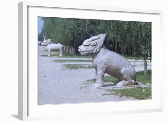 Stone Statues of Animals Along Sacred Way or Spirit Way Leading to Tombs of Ming Emperors Beijing-null-Framed Giclee Print