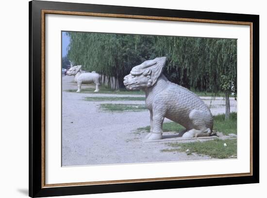 Stone Statues of Animals Along Sacred Way or Spirit Way Leading to Tombs of Ming Emperors Beijing-null-Framed Giclee Print