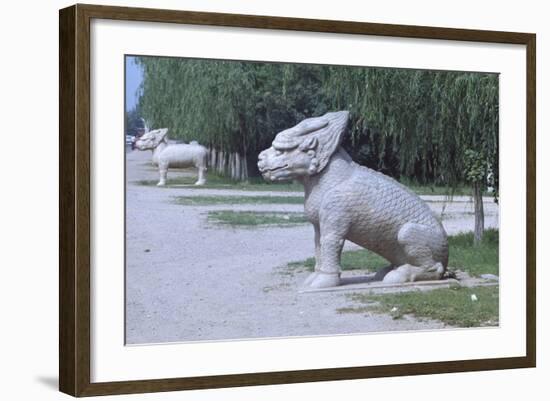 Stone Statues of Animals Along Sacred Way or Spirit Way Leading to Tombs of Ming Emperors Beijing-null-Framed Giclee Print