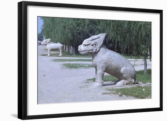 Stone Statues of Animals Along Sacred Way or Spirit Way Leading to Tombs of Ming Emperors Beijing-null-Framed Giclee Print