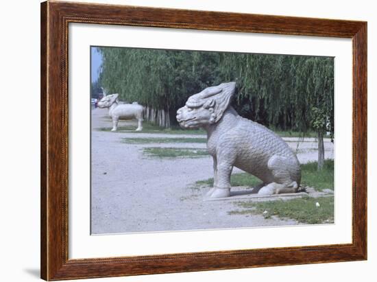 Stone Statues of Animals Along Sacred Way or Spirit Way Leading to Tombs of Ming Emperors Beijing-null-Framed Giclee Print