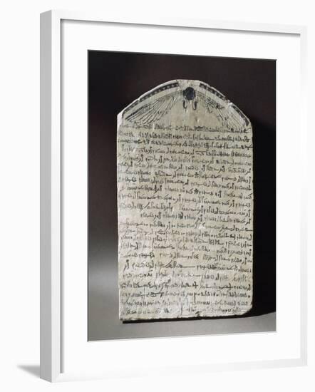 Stone Stele with Ink Demotic Inscription and Depiction of Black Solar Disk-null-Framed Giclee Print