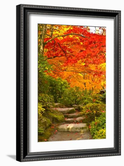 Stone Steps in a Forest in Autumn, Washington State, USA-null-Framed Photographic Print