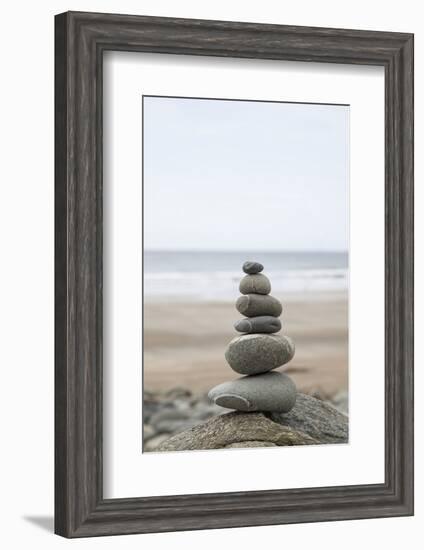 Stone Tower, Balance, Pebble Stones, Beach-Andrea Haase-Framed Photographic Print