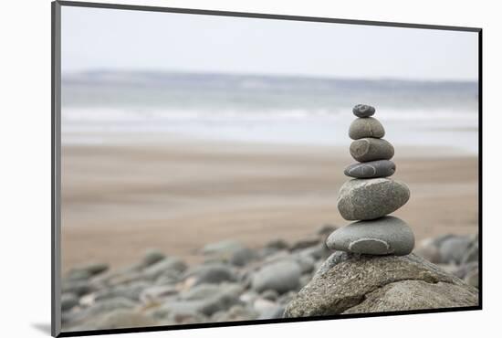 Stone Tower, Balance, Pebble Stones, Beach-Andrea Haase-Mounted Photographic Print