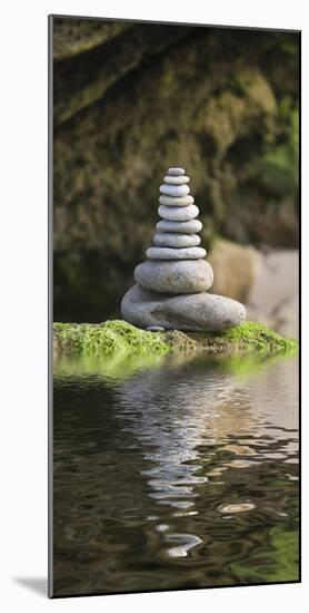 Stone Tower, Pebbles, Moss, Water-Andrea Haase-Mounted Photographic Print