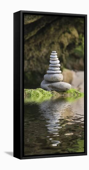 Stone Tower, Pebbles, Moss, Water-Andrea Haase-Framed Premier Image Canvas