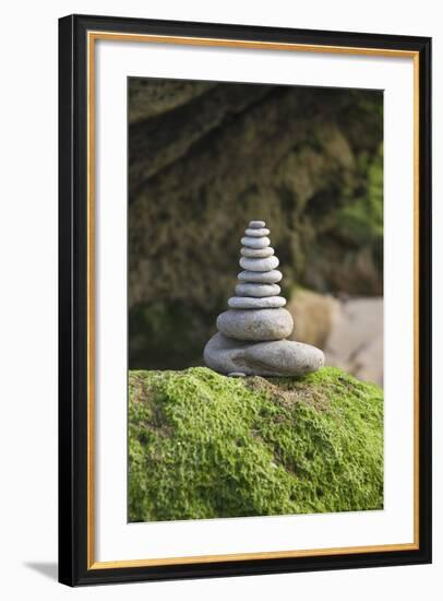 Stone Tower, Pebbles, Moss-Andrea Haase-Framed Photographic Print