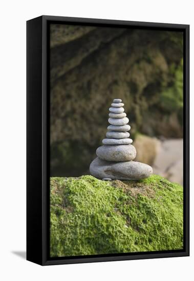 Stone Tower, Pebbles, Moss-Andrea Haase-Framed Premier Image Canvas