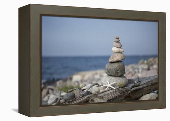 Stone Tower, Sea, Beach, Starfish-Andrea Haase-Framed Premier Image Canvas