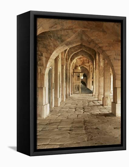 Stone Vaults and Nimbar (Pulpit) in Prayer Hall of Jami Masjid, Mandu, Madhya Pradesh State, India-Richard Ashworth-Framed Premier Image Canvas