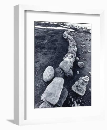 Stone Wall and Cairns, the Arctic Circle, Norway-Walter Bibikow-Framed Photographic Print