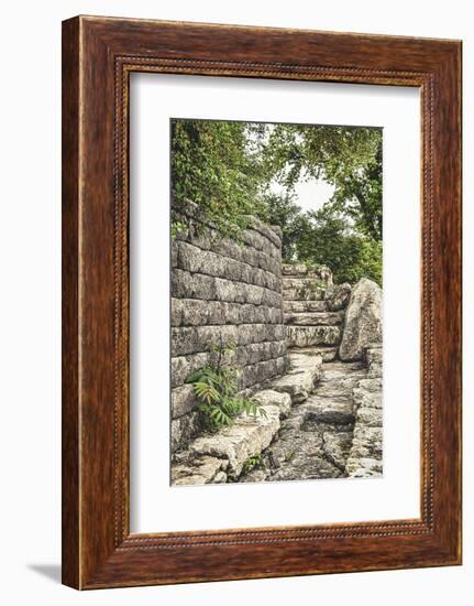 Stone wall in downtown Wichita, Kansas-Michael Scheufler-Framed Photographic Print