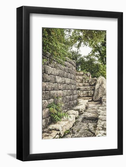 Stone wall in downtown Wichita, Kansas-Michael Scheufler-Framed Photographic Print