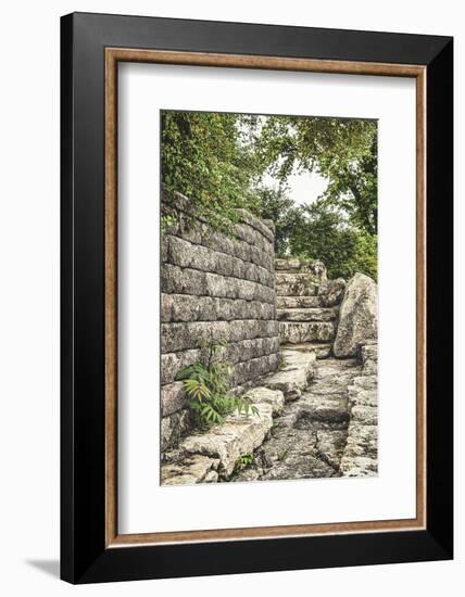 Stone wall in downtown Wichita, Kansas-Michael Scheufler-Framed Photographic Print